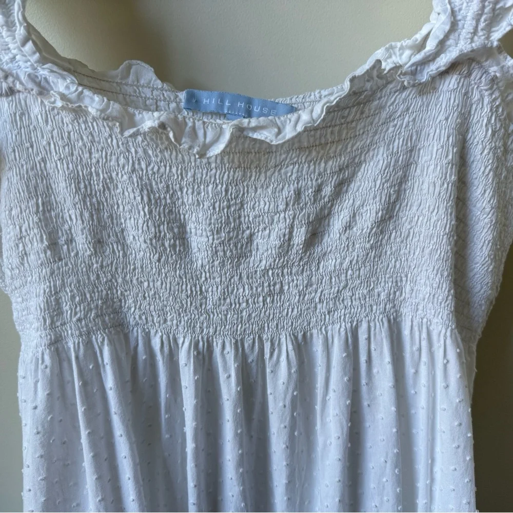 HILL HOUSE Ellie Nap Dress Tiered Swiss Dot Ruffle Cottagecore Coquette White L - Picture 6 of 7